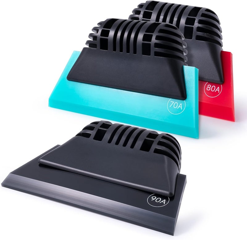 FOSHIO 3 Pack Different Hardness Small Squeegee, Non-Slip Handle Rubber PPF Squeegee, Window Cleaning, Shower Glass Door, Car Windshield - Image 1